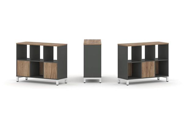 Style Project Набор стеллажа 2-х сторон., 2 яр. SN.NSD-231 Антрацит/Дуб Табак/Металл Белый 1121*400* - Вид 1