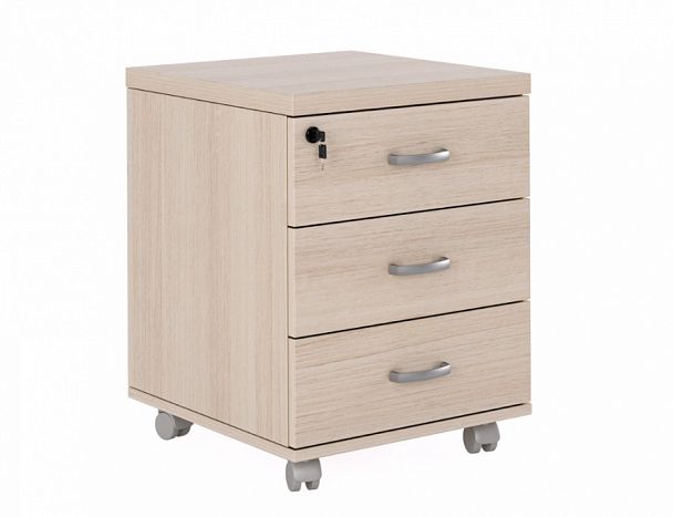 FLS207 Тумба подкатная 3 ящика 452х474х595 "Flash" ТК-002926000234 дуб беленый - Вид 1