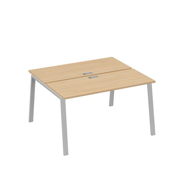 Станция 2х140 с опорами TRE офисная A4 А4 Б3 171  БП натуральный дуб / металлокаркас серый - Вид 1