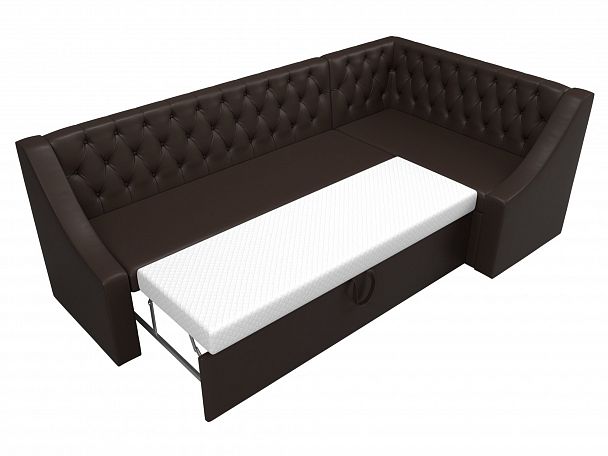 Кухонный угловой диван Мерлин правый (полностью экокожа коричневая) - Вид 7