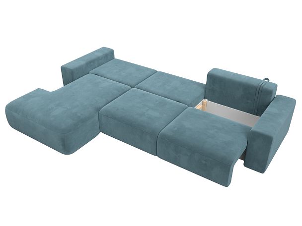 Диван угловой Лига-036 Классик Лонг левый угол Велюр бирюзовый - Вид 9