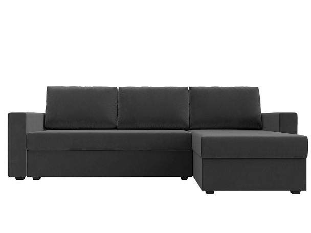 Угловой диван Траумберг Лайт правый (полностью велюр серый) - Вид 2