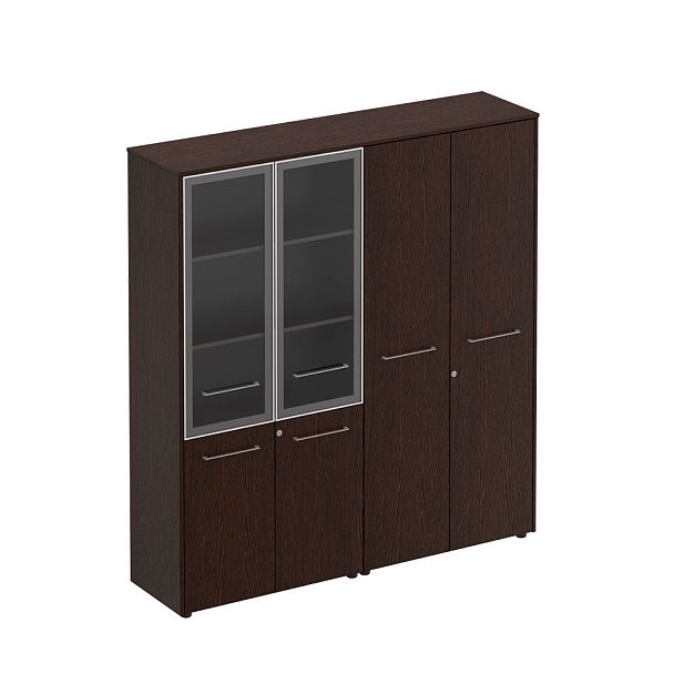 Шкаф комбинированный высокий (стекло + одежда) - Вид 3