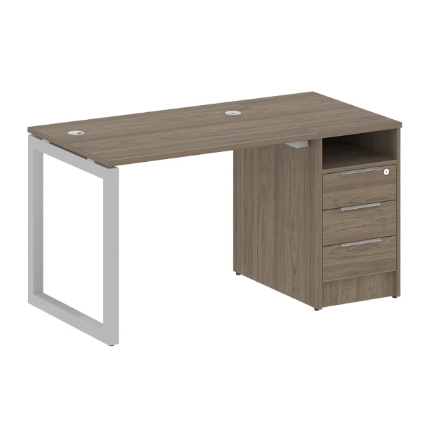 Metal System Quattro Р. ст. с тумбой на О-образном м/к 50БО.РС-СТП-1.1 Вяз/Серый металл 1412*720*750 - Вид 1