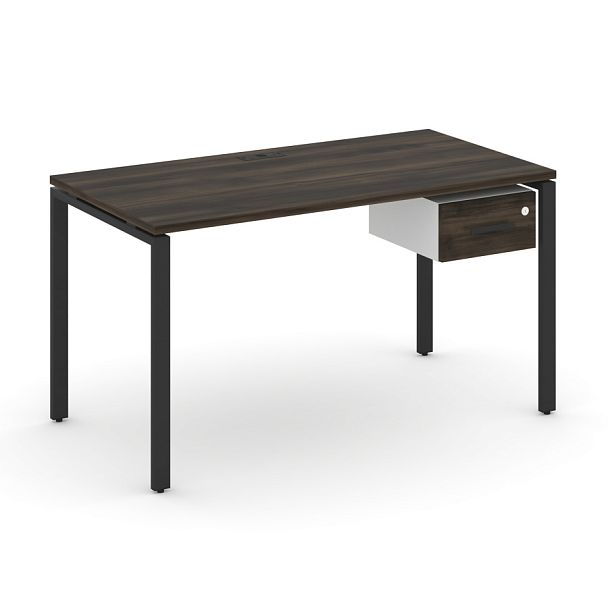 Concept Стол рабочий с подвесной тумбой с одним ящ. CN.SP-111 W Дуб Мали/Белый Бриллиант/Металл Черный 1380*720*750 - Вид 1