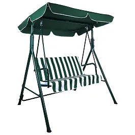 Качели садовые DASWERK (ДАСВЕРК) "RELAX SC-001", 2 места, Ш140хГ110хВ153 см, мягкое сиденье, зеленый/белый, 680050 - Фото предпросмотра