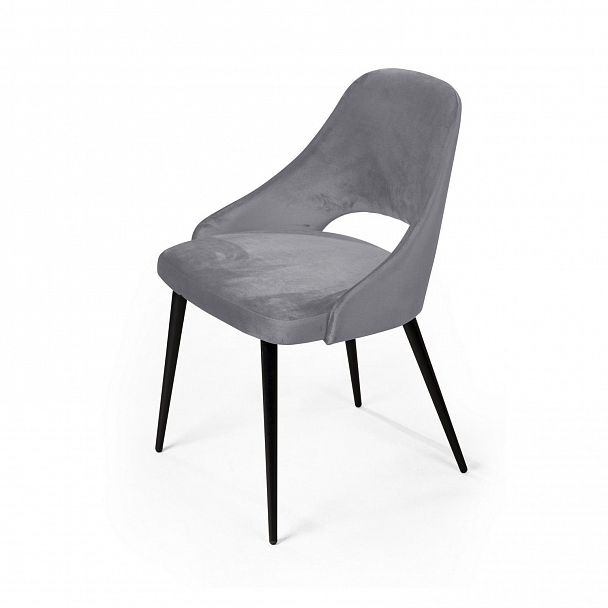Стул William, бархат светло-серый 26/ черный конус - Вид 5