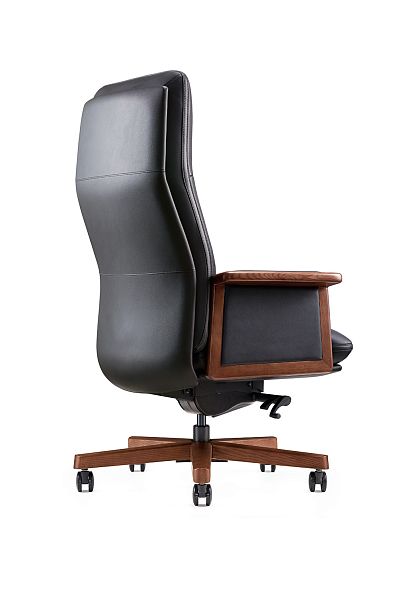 Кресло офисное Vivaldi black / черная кожа / деревянная крестовина - Вид 4