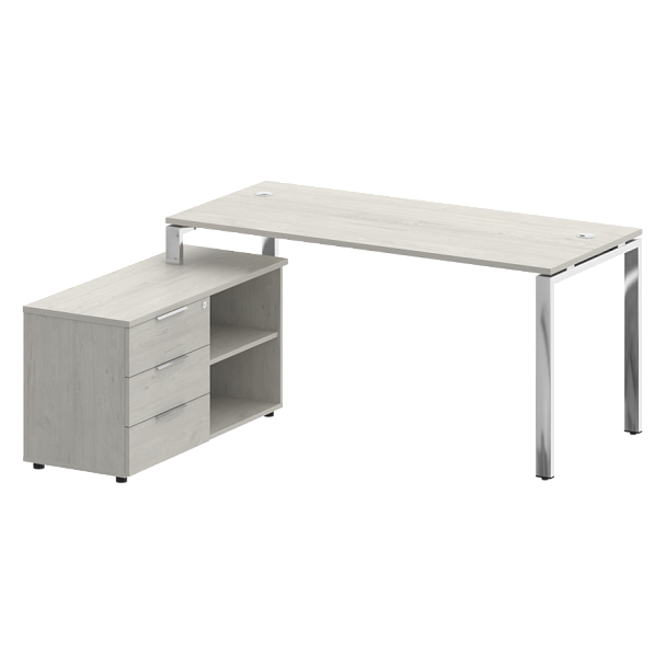 Metal System Direct Стол руковододителя с тумбой левый БГ.СРТ-4.7 (L) Дуб наварра/Нерж. сталь 1700*1520*750 - Вид 1