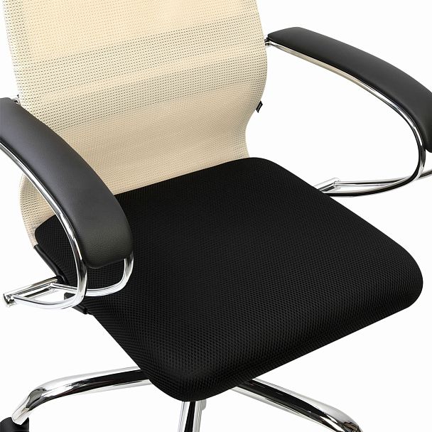 Кресло офисное BRABIX PREMIUM "Ultimate EX-800" хром, плотная двойная сетка Х2, черное/бежевое, 532913 - Вид 10