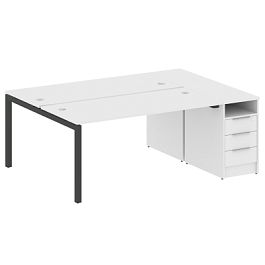 Metal System Quattro Р. ст. с тумбой на П-образном м/к 50БП.РС-СТП-2.4 Белый/Антрацит металл 2012*1475*750 - Фото предпросмотра