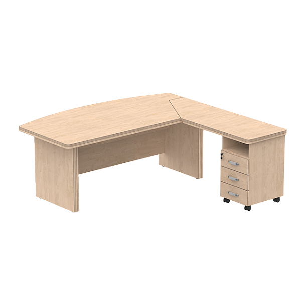 Стол руководителя с тумбой L,R 1600 Берлин Береза Майнау СРТ 16-200 - Вид 1