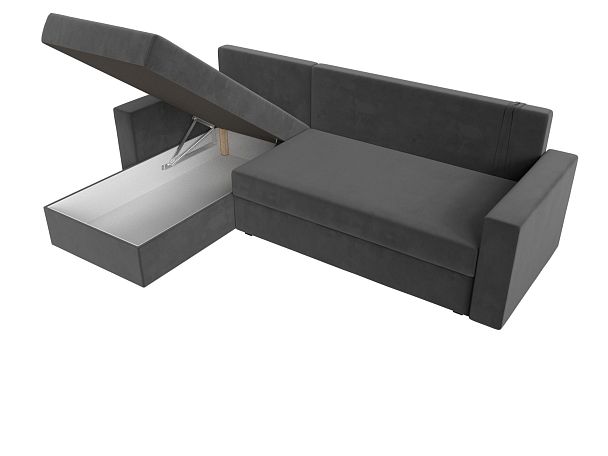 Угловой диван Траумберг Лайт левый (полностью велюр серый) - Вид 7