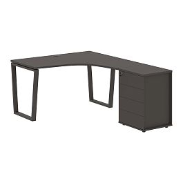 Стол эргономичный с тумбой EVCET 1318(R) Мокко/Мокко 1360х1880х750 EDIS - Фото предпросмотра