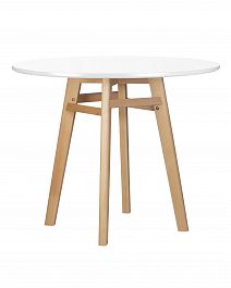 Стол обеденный DOBRIN ALBERT'90 (белая столешница, основание светлый бук) - Фото предпросмотра