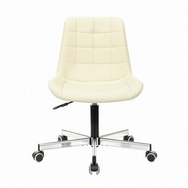 Кресло BRABIX "Deco MG-316", без подлокотников, пятилучие серебристое, экокожа, слоновая кость, 532081 - Вид 4