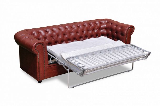 Альфа Честер Диван трехместный с механизмом 2200х2300х770 Нат.кожа-компаньон Nevola Eichel "Мягкая мебель для кабинета" ТК-002120401681 коричневый - Вид 1