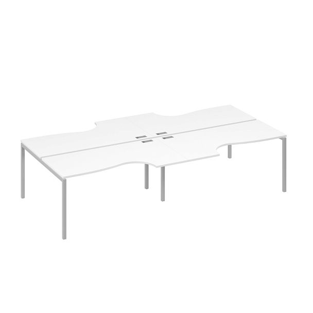 Станция 4х160 опоры DUE столы Классика эргономичные A4 А4 Б2 185-2 БП белый премиум / металлокаркас серый - Вид 1