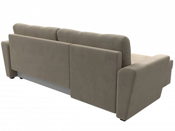 Угловой диван Амстердам Лайт левый (полностью микровельвет бежевый) - Вид 6