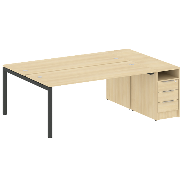 Metal System Quattro Р. ст. с тумбой на П-образном м/к 50БП.РС-СТП-2.5 Акация/Антрацит металл 2212*1475*750 - Вид 1