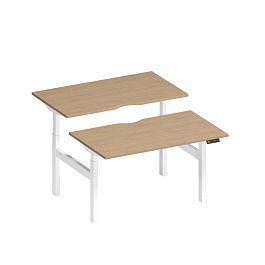 Рабочая станция на электроприводе с вырезами Elevo А2 БГ 102.2 НД натуральный дуб / белый гладкий - Фото предпросмотра