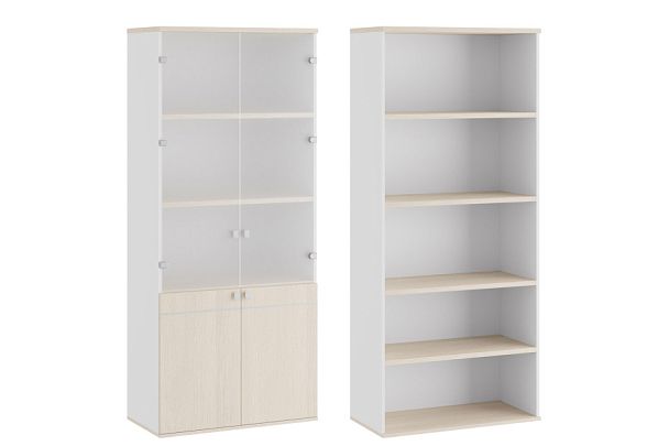 Шкаф для бумаг со стеклом (стекло без рамы) Tess 90x45x207 дуб шамони светлый - Вид 1