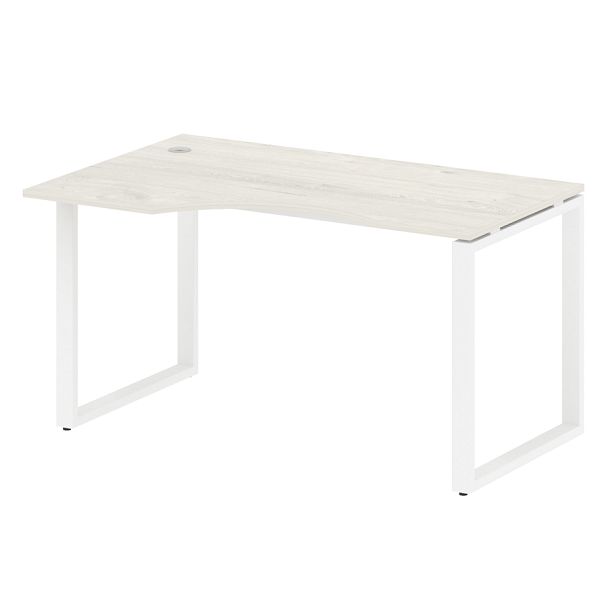 Metal System Стол криволинейный левый на О-образном м/к БО.СА-2 (L) Дуб наварра/Белый металл 1400*900*750 - Вид 1