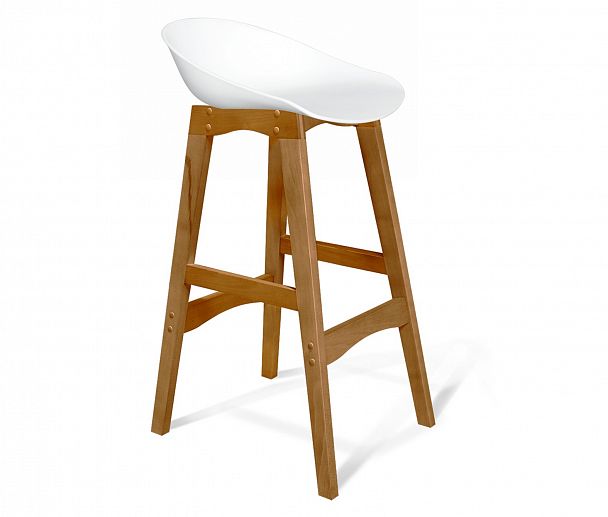 Стул барный Sheffilton SHT-ST19/S65 пластиковый белый/светлый орех - Вид 2