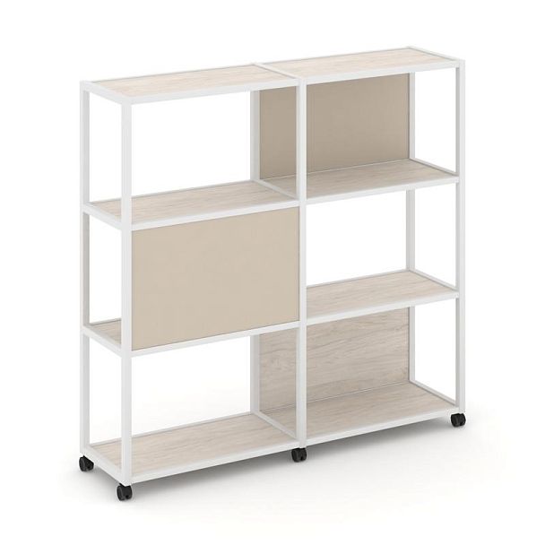 Shelf Mobile Стеллаж 4 уровня 2 секции VR.LT-STK-414.08 Денвер Светлый/Металл Белый/W-04 1570*400*1523 - Вид 1