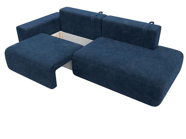 Диван прямой Лига-036 НПБ Модерн подлокотник слева Велюр синий - Вид 7