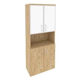 Onix Шкаф высокий широкий O.ST-1.4 R white Тиквуд светлый/Стекло 800*420*1977 - Фото предпросмотра