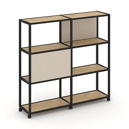 Shelf Mobile Стеллаж 4 уровня 2 секции VR.LT-STK-412.12 Тиквуд Светлый/Металл Черный/W-04 2370*400*1523 - Фото предпросмотра