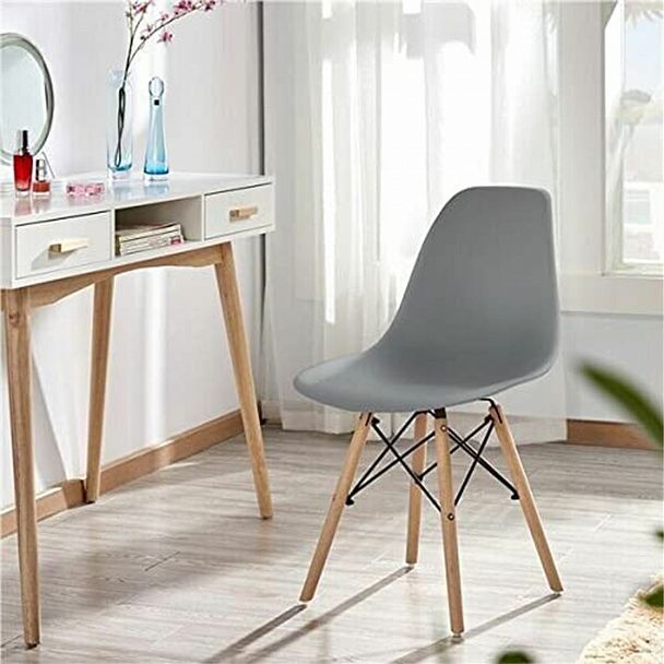 Стулья BRABIX "Eames CF-010", КОМПЛЕКТ 4 шт., пластик серый, опоры дерево/металл, 532632, 2033A - Вид 6