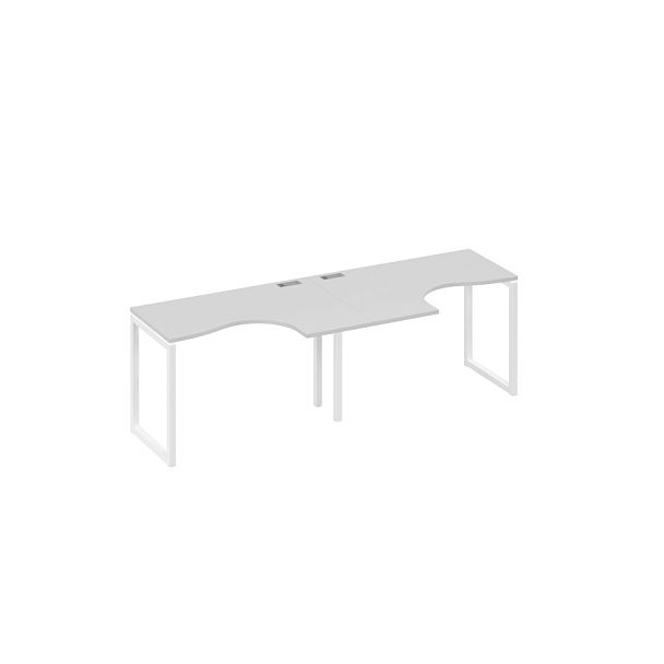 Рабочая станция столы Классика опоры QUATTRO (2х120) A4 А4 Б4 031-2 БП серый / металлокаркас белый - Вид 1