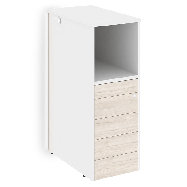 Onix Тумба с подсветкой 5 ящиков TIP-ON завершающая, правая O.R-TV-5 TIP.S (R) Денвер светлый/Белый бриллиант 436*767*1185 - Вид 1