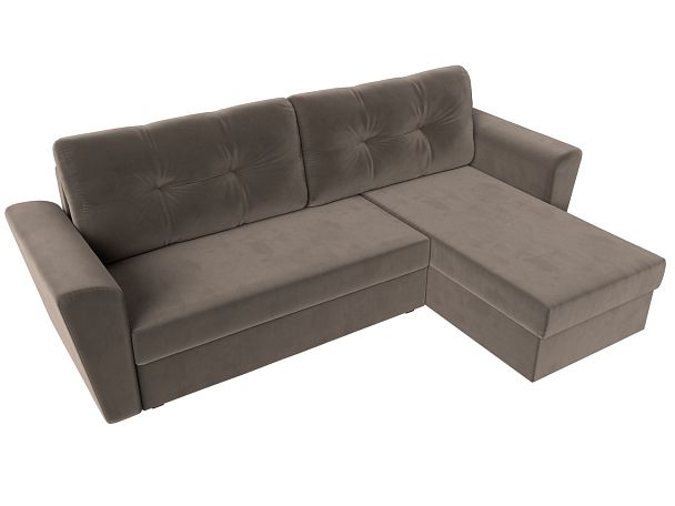 Угловой диван Амстердам Лайт правый (полностью велюр коричневый) - Вид 5