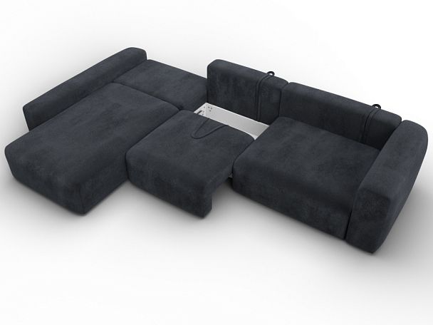Диван угловой Лига-066 НПБ Лонг угол левый Велюр серый - Вид 9