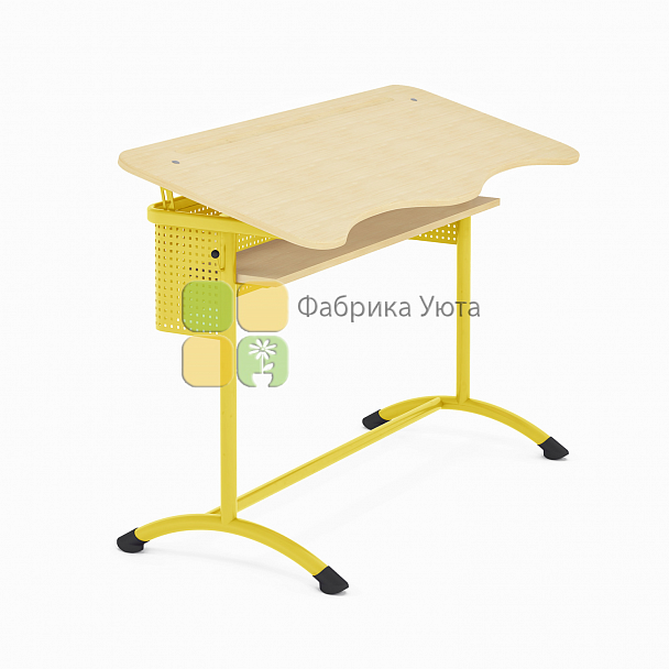 Парта двухместная ЭКСТРА (Р) с полкой, с угл. накл. стол. и перф. экраном, рег. (1-3 гр) - Вид 2