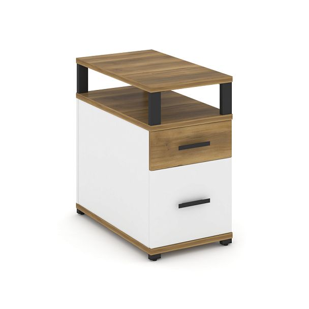 Concept Тумба приставная 1 ящ.+1 распаш. фасад с надставкой CN.TGP-002 B Сандал Янтарный/Белый Бриллиант/Металл Черный 420*720*750 - Вид 1