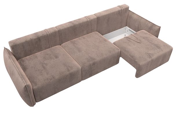 Диван прямой Лига-051 НПБ Лонг Велюр бежевый - Вид 7