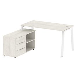 Metal System Р. ст. с тумбой на А-образном м/к БА.РС-СТС-2.3 (L) Дуб наварра/Белый металл 1500*1520*750 - Фото предпросмотра