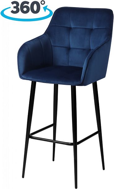 Комплект барных поворотных кресел Мони К, Confetti blue/черный, 2 шт. - Вид 1