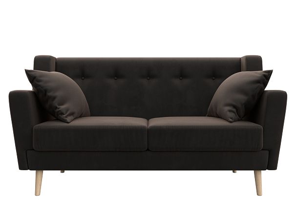 Прямой диван Брайтон 2 (полностью велюр коричневый) - Вид 2