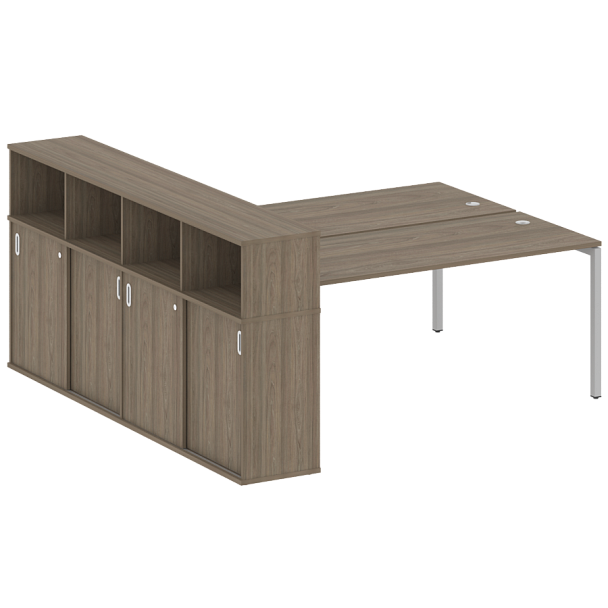 Metal System Quattro Р. ст. с шкафом-купе на П-образном м/к 40БП.РС-СШК-4.5 Т Вяз/Серый металл 2210*2332*1098 - Вид 1