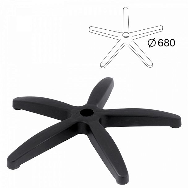 Пятилучие для кресла, нагрузка до 120 кг, диаметр 680 мм, пластиковое - Вид 1