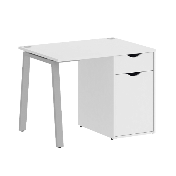 Home Office Стол письменный VR.SP-3-98.1.A Белый бриллиант/Серый металл 980*720*750 - Вид 1