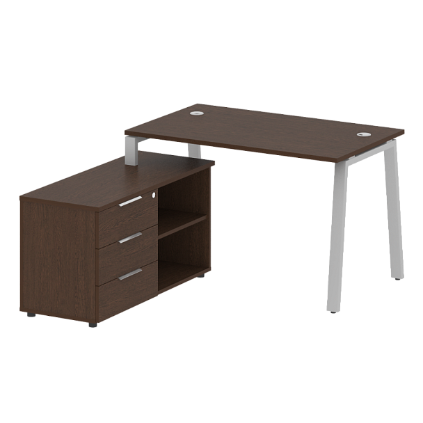 Metal System Р. ст. с тумбой на А-образном м/к БА.РС-СТС-2.2 (L) Венге/Серый металл 1300*1520*750 - Вид 1