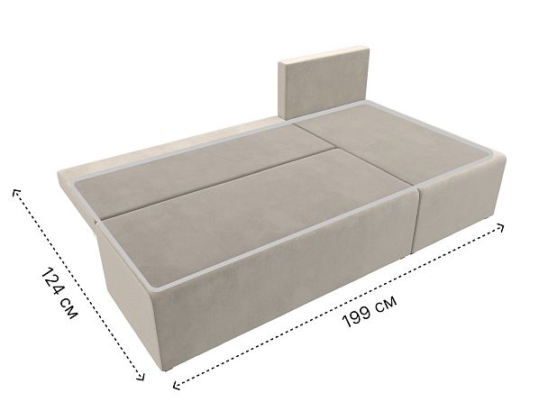Угловой диван Поло правый (полностью микровельвет бежевый) - Вид 10
