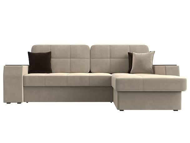 Угловой диван Брюссель правый (полностью микровельвет бежевый) - Вид 2