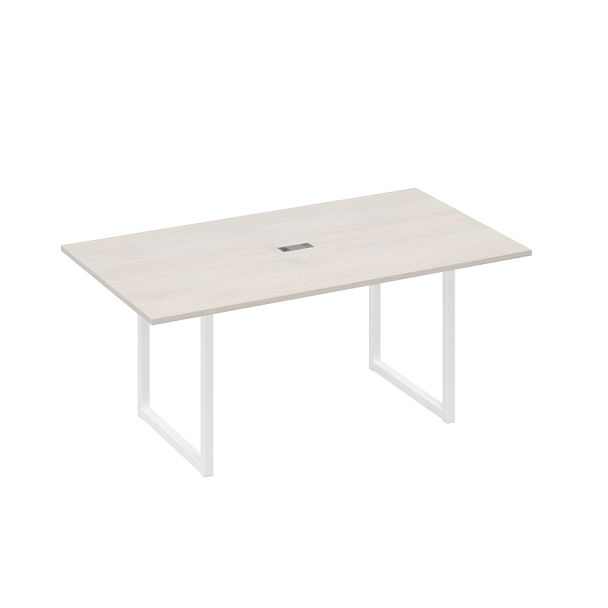 Стол 180 с опорами QUATTRO переговорный A4 А4 Б4 122 БП дуб / металлокаркас белый - Вид 1